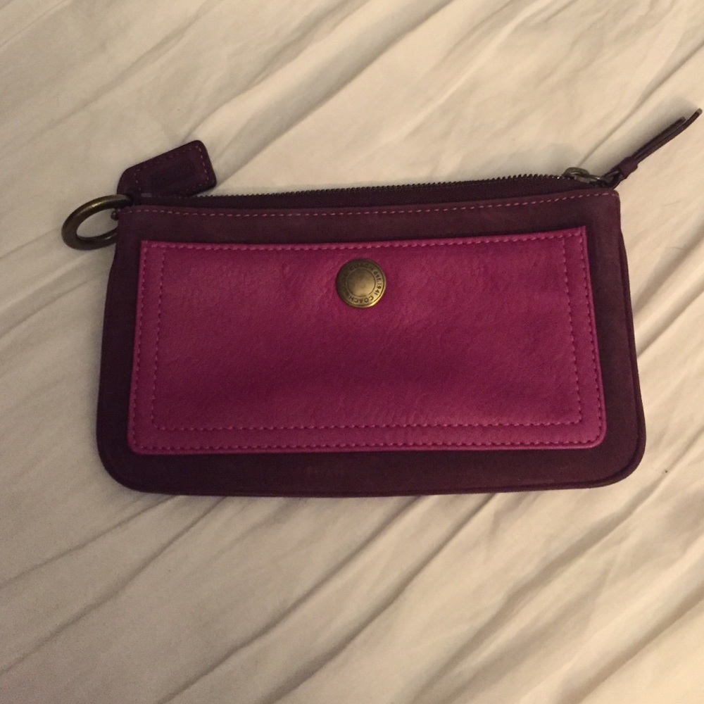 COACH suede pouch pink beautiful